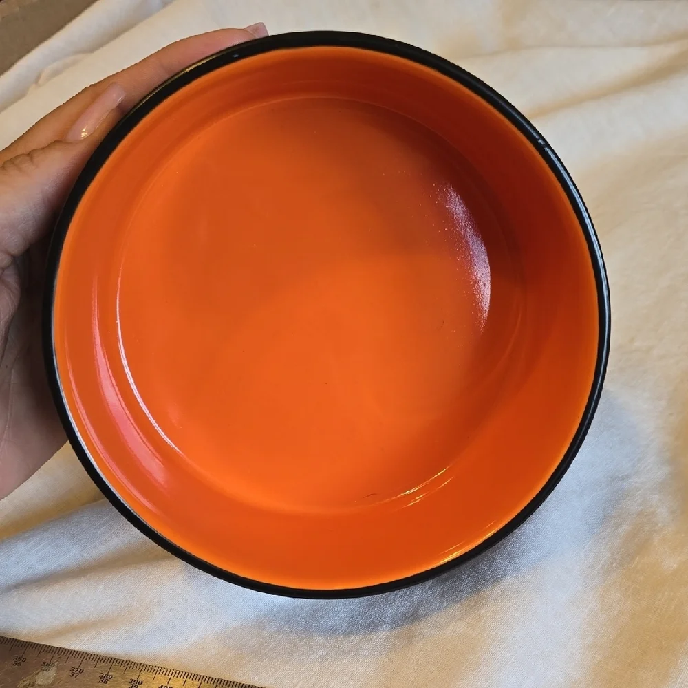 Rae Dunn Beware Of Me Black And Orange Ceramic Halloween Pet Bowl